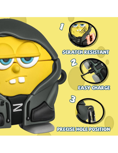 Funda de Silicona Kawaii Amarilla para AirPods 4 2024 con Kit de Limpieza