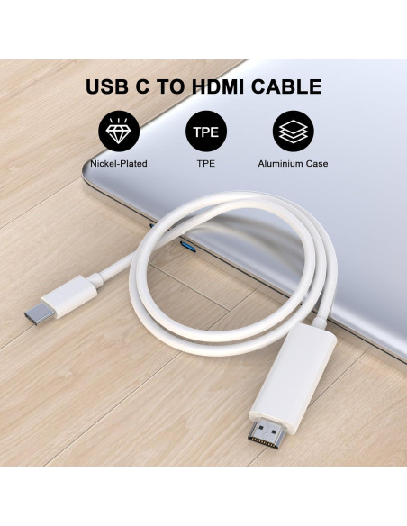 Adaptador USB C a HDMI 4K para iPhone 17 16 15 - 1.8m