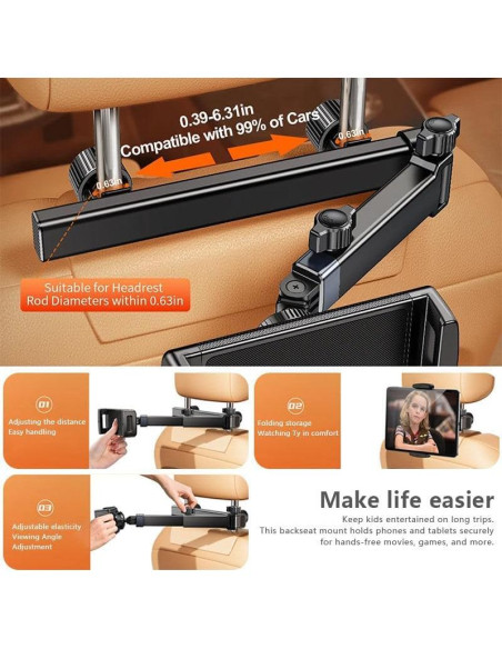 Soporte de Tablet para Coche Stewerom SJZJ-1 14x11cm Rotable