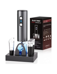 Abridor de Vino Eléctrico OxyGear 6-en-1 Acero Inoxidable