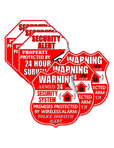 6 Etiquetas de Alarma de Cámara de Seguridad Pop Resin 7x8 cm