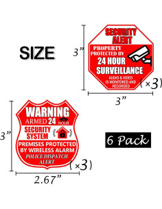 6 Etiquetas de Alarma de Cámara de Seguridad Pop Resin 7x8 cm 2