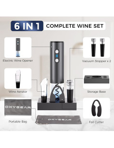 Abridor de Vino Eléctrico OxyGear 6-en-1 Acero Inoxidable 2