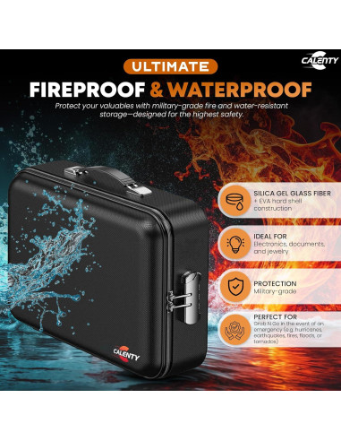 Caja de Seguridad a Prueba de Fuego CALENTY con USB 8GB