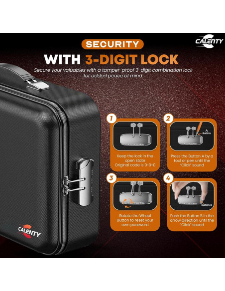 Caja de Seguridad a Prueba de Fuego CALENTY con USB 8GB