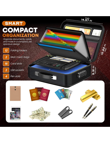 Caja de Seguridad a Prueba de Fuego CALENTY con USB 8GB