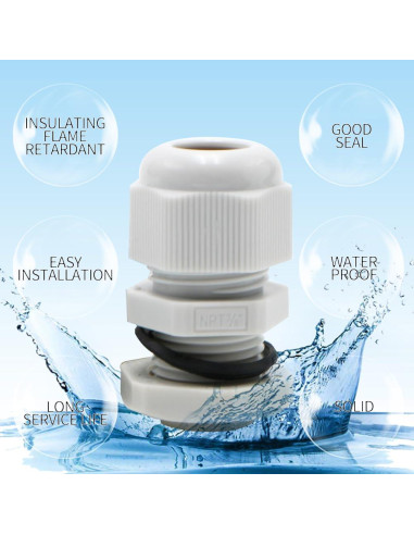 Accesorios de Cable Estanco 3/8 NPT HUIXHAO 30pcs Nylon IP68