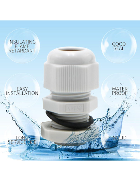 Accesorios de Cable Estanco 3/8 NPT HUIXHAO 30pcs Nylon IP68