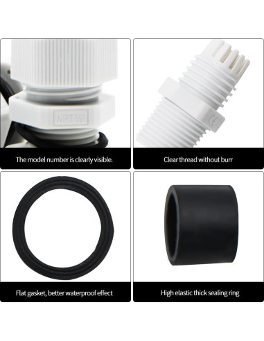 Accesorios de Cable Estanco 3/8 NPT HUIXHAO 30pcs Nylon IP68