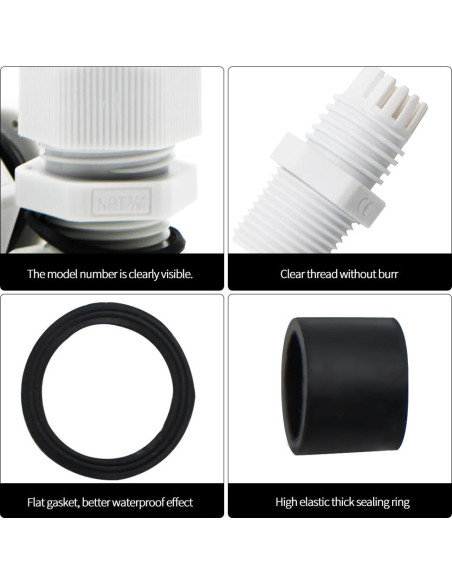 Accesorios de Cable Estanco 3/8 NPT HUIXHAO 30pcs Nylon IP68