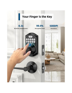 Cerradura de Puerta TEEHO TE002L Biométrica con 2 Manijas 2