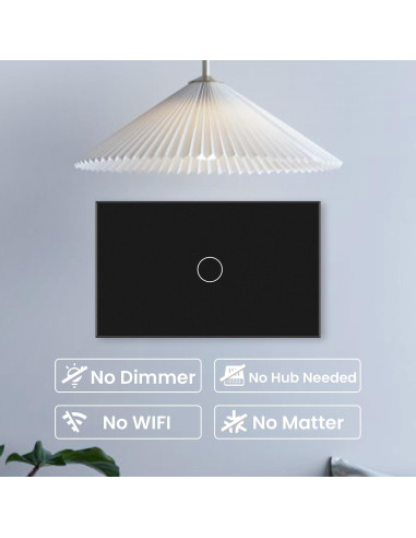 Interruptor de Luz Táctil YUEQING Sin Cable Neutro 1000W Negro