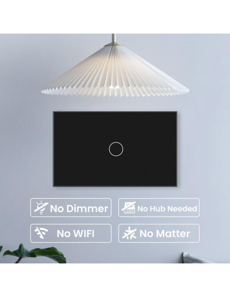 Interruptor de Luz Táctil YUEQING Sin Cable Neutro 1000W Negro