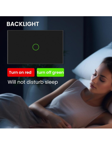 Interruptor de Luz Táctil YUEQING Sin Cable Neutro 1000W Negro