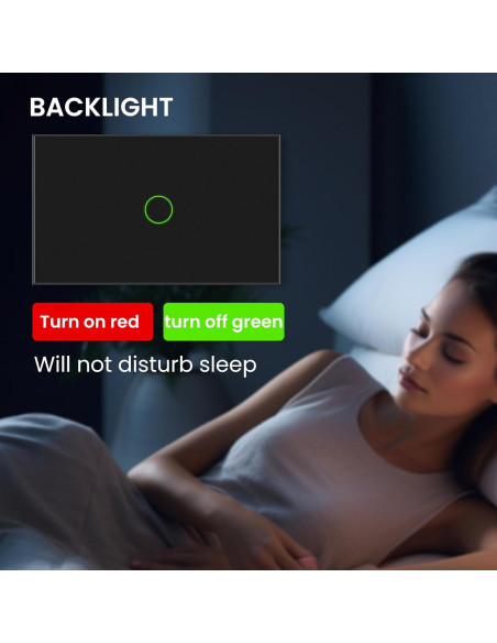 Interruptor de Luz Táctil YUEQING Sin Cable Neutro 1000W Negro