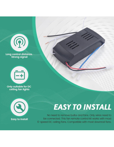 Kit Control Remoto Universal para Ventilador de Techo DC 6 Velocidades