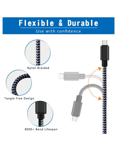 Cable Micro USB 1.83m + Cargador Pared USB Doble 2.1A