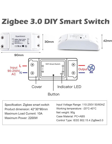 Interruptor Inteligente Zigbee 3.0 Wishiot 2pcs Control Remoto