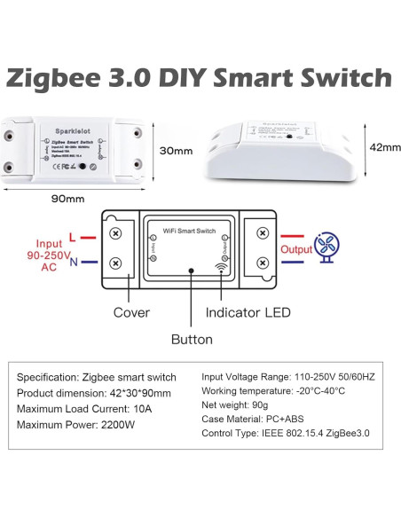 Interruptor Inteligente Zigbee 3.0 Wishiot 2pcs Control Remoto