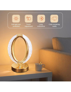 Lámpara de Mesa LED Inalámbrica JHPGEOE Dimmable 3 Colores 2