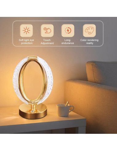 Lámpara de Mesa LED Inalámbrica JHPGEOE Dimmable 3 Colores