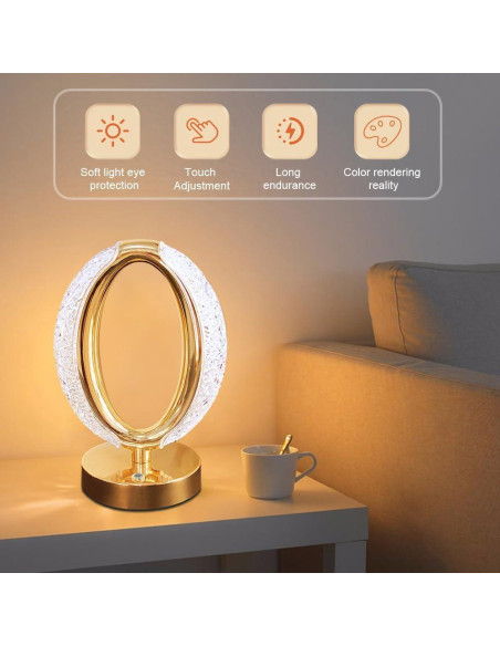 Lámpara de Mesa LED Inalámbrica JHPGEOE Dimmable 3 Colores