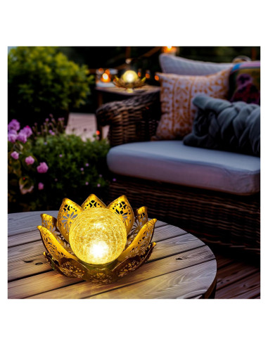 Luces Solares de Loto GIGALUMI para Jardín 21.5cm Oro