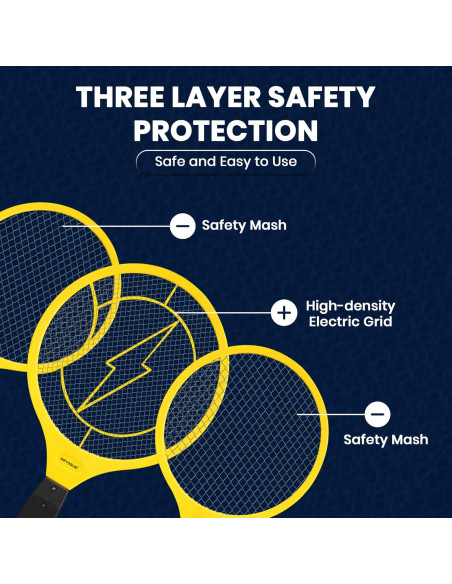 Raquetas Eléctricas para Moscas DEVOGUE - Paquete de 2 Unidades