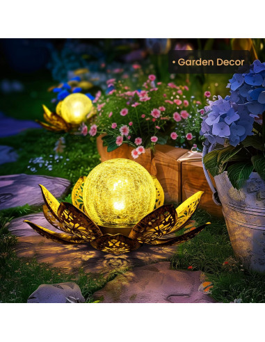 Luces Solares de Loto GIGALUMI para Jardín 21.5cm Oro