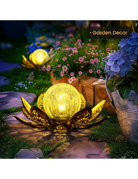 Luces Solares de Loto GIGALUMI para Jardín 21.5cm Oro