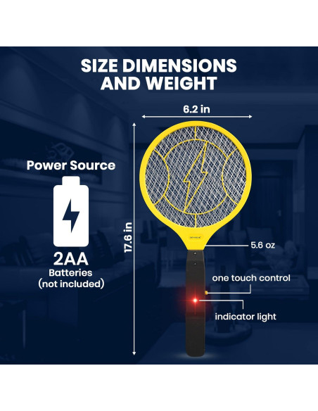 Raquetas Eléctricas para Moscas DEVOGUE - Paquete de 2 Unidades