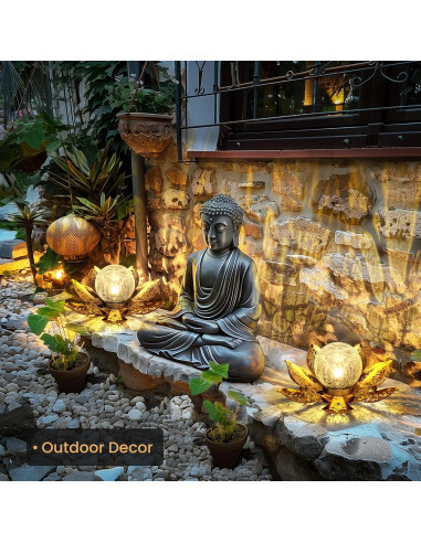 Luces Solares de Loto GIGALUMI para Jardín 21.5cm Oro