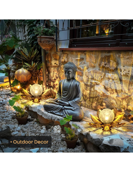 Luces Solares de Loto GIGALUMI para Jardín 21.5cm Oro