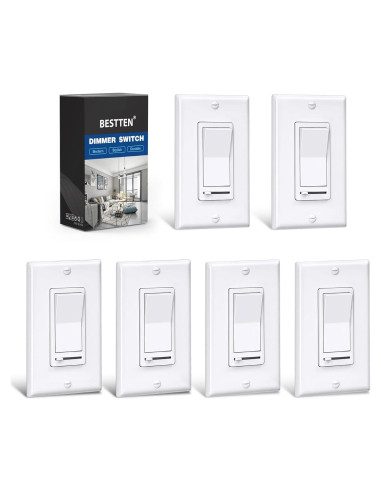 Interruptor Regulador de Luz BESTTEN 6 Pack Blanco LED 120V