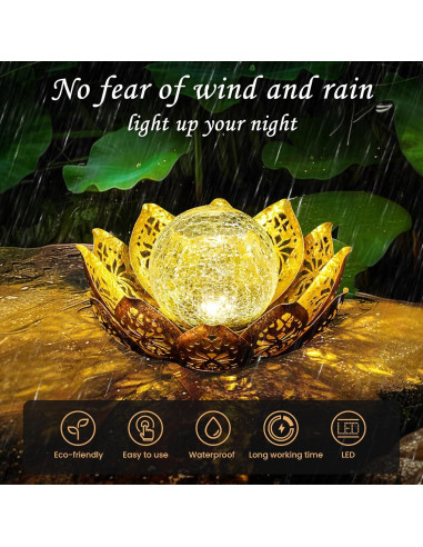 Luces Solares de Loto GIGALUMI para Jardín 21.5cm Oro