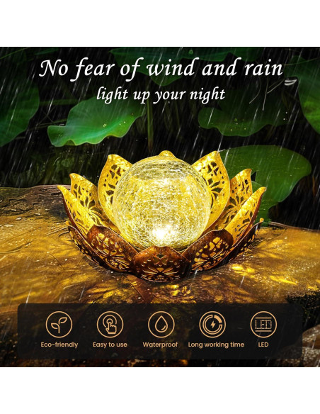 Luces Solares de Loto GIGALUMI para Jardín 21.5cm Oro