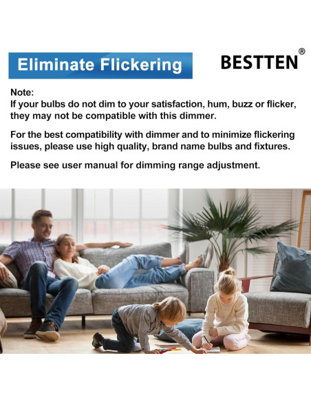 Interruptor Regulador de Luz BESTTEN 6 Pack Blanco LED 120V