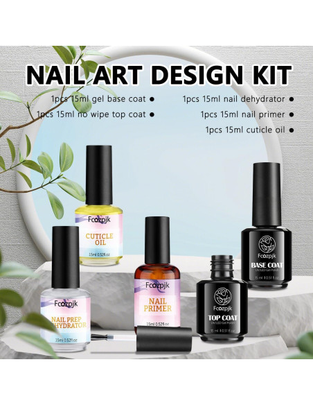 Kit de Preparación de Uñas Jinfei 5 PZS - Deshidratador, Primer, Aceite