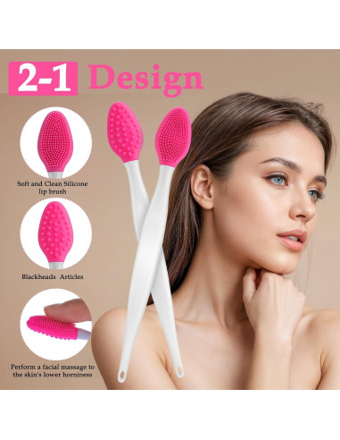 Cepillo Exfoliante de Labios 7 Pcs Silicona Doble Cara