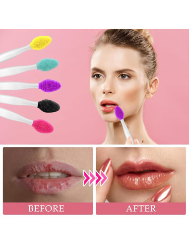 Cepillo Exfoliante de Labios 7 Pcs Silicona Doble Cara