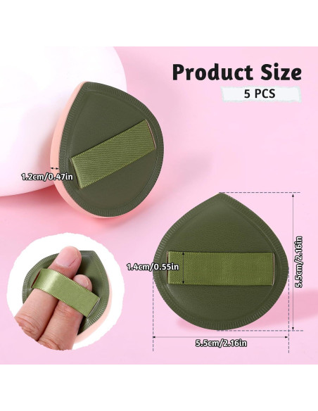 5 Esponjas de Maquillaje ZEYIYER Puff de Polvo 5.5cm Verde