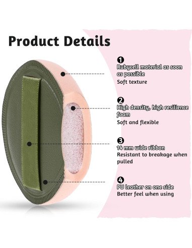 5 Esponjas de Maquillaje ZEYIYER Puff de Polvo 5.5cm Verde