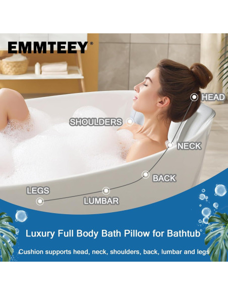 Almohada de Baño EMMTEEY de Cuerpo Completo Antideslizante