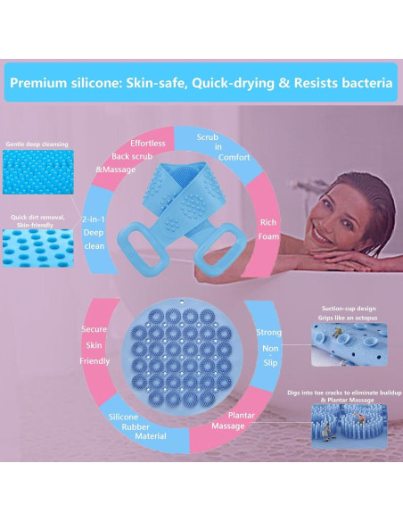 Juego de Exfoliadores Tochinkar para Ducha - Espalda y Pies Rosa