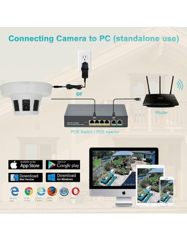 Cámara IP PoE 8MP Real HD 4K con Lente 3.7mm Vigilancia Interior