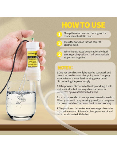 Bomba Eléctrica USB Grado Alimenticio Yonhamph 2LPM con Sensor