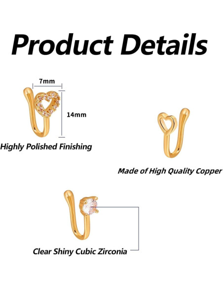 11 Clips para Nariz Sin Perforar Sulimy - Diseño Variado