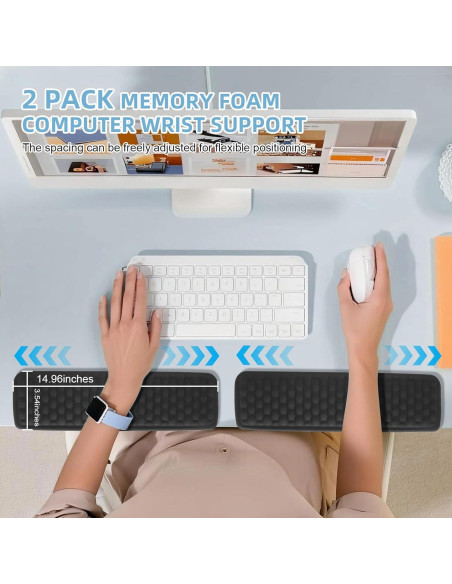 Reposamuñecas de espuma viscoelástica Eikovia, paquete de 2