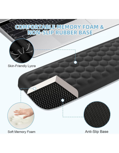 Reposamuñecas de espuma viscoelástica Eikovia, paquete de 2