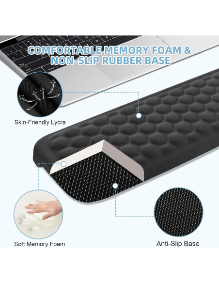 Reposamuñecas de espuma viscoelástica Eikovia, paquete de 2